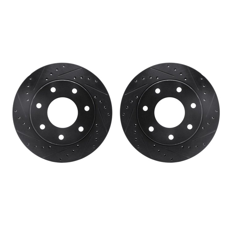 8002-54095 Drilled/Slotted Brake Rotors [Black], 1997-2004 Ford/Lincoln/Mercury/Mazda, Position: Front