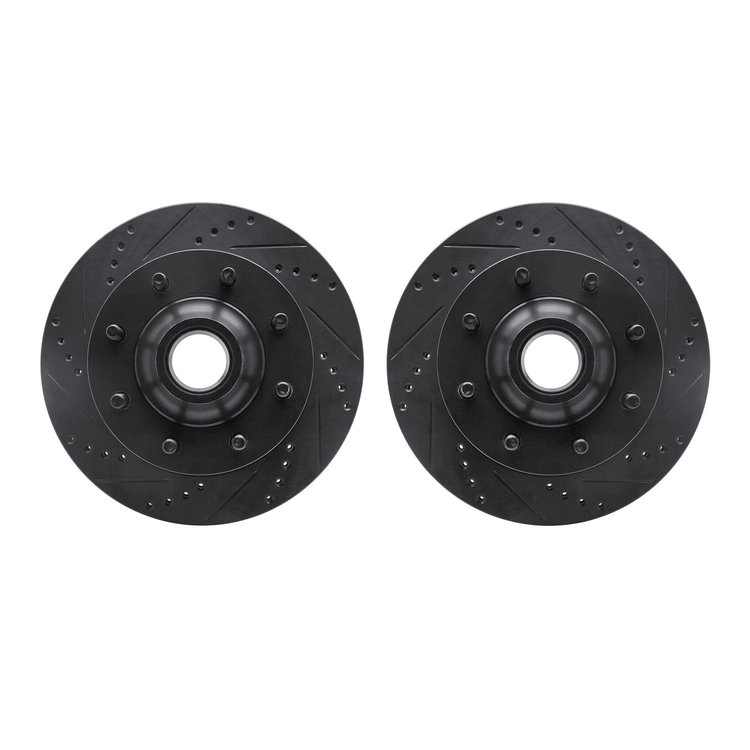 8002-54107 Drilled/Slotted Brake Rotors [Black], 1999-2002 Ford/Lincoln/Mercury/Mazda, Position: Front