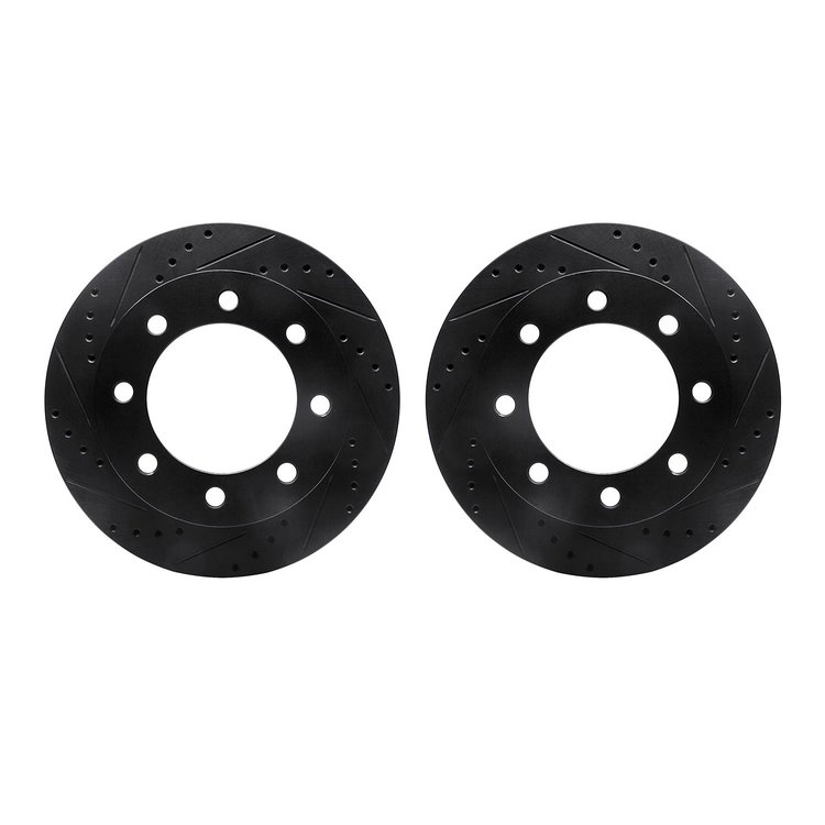 8002-54111 Drilled/Slotted Brake Rotors [Black], 1999-1999 Ford/Lincoln/Mercury/Mazda, Position: Front