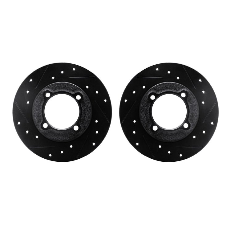 8002-54130 Drilled/Slotted Brake Rotors [Black], 1988-1993 Ford/Lincoln/Mercury/Mazda, Position: Front