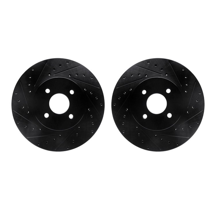8002-54136 Drilled/Slotted Brake Rotors [Black], 2002-2004 Ford/Lincoln/Mercury/Mazda, Position: Front