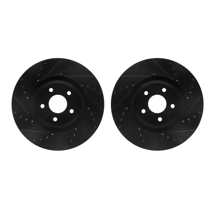 8002-54138 Drilled/Slotted Brake Rotors [Black], 2014-2019 Ford/Lincoln/Mercury/Mazda, Position: Front