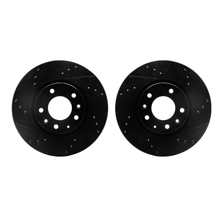 8002-54141 Drilled/Slotted Brake Rotors [Black], 2006-2013 Ford/Lincoln/Mercury/Mazda, Position: Front