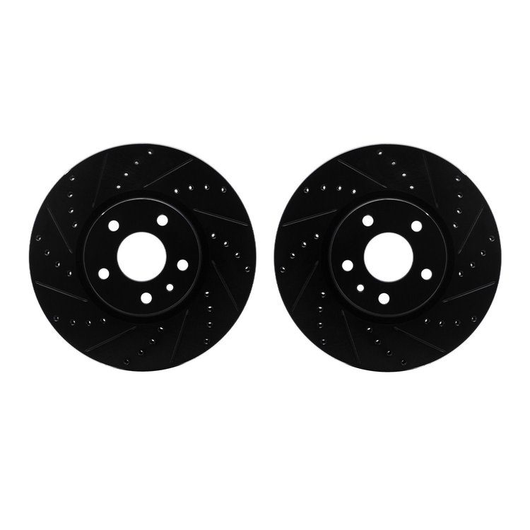 8002-54142 Drilled/Slotted Brake Rotors [Black], 2013-2020 Ford/Lincoln/Mercury/Mazda, Position: Front