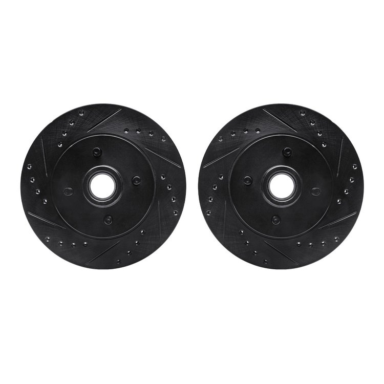 8002-54150 Drilled/Slotted Brake Rotors [Black], 1987-1993 Ford/Lincoln/Mercury/Mazda, Position: Front