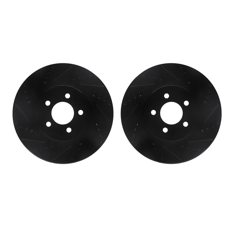 8002-54153 Drilled/Slotted Brake Rotors [Black], 1994-2004 Ford/Lincoln/Mercury/Mazda, Position: Front