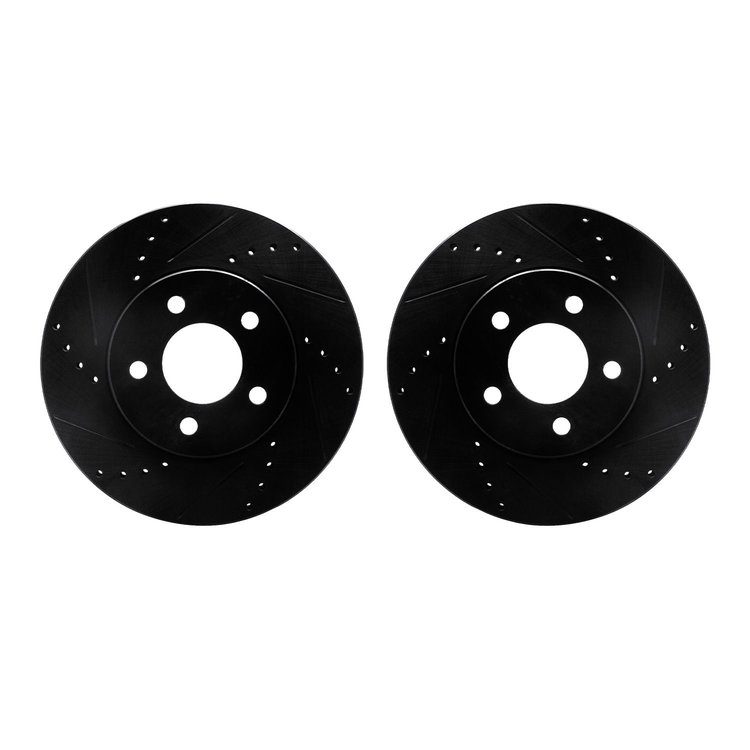 8002-54154 Drilled/Slotted Brake Rotors [Black], 2005-2010 Ford/Lincoln/Mercury/Mazda, Position: Front
