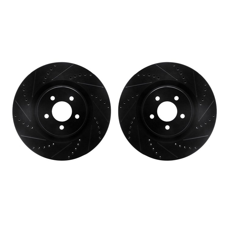 8002-54156 Drilled/Slotted Brake Rotors [Black], 2007-2014 Ford/Lincoln/Mercury/Mazda, Position: Front