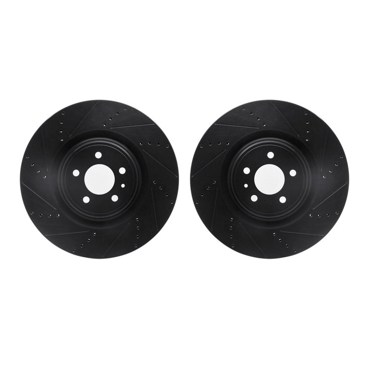 8002-54158 Drilled/Slotted Brake Rotors [Black], 2013-2014 Ford/Lincoln/Mercury/Mazda, Position: Front