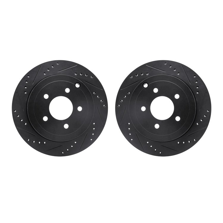 8002-54163 Drilled/Slotted Brake Rotors [Black], 1995-1997 Ford/Lincoln/Mercury/Mazda, Position: Front