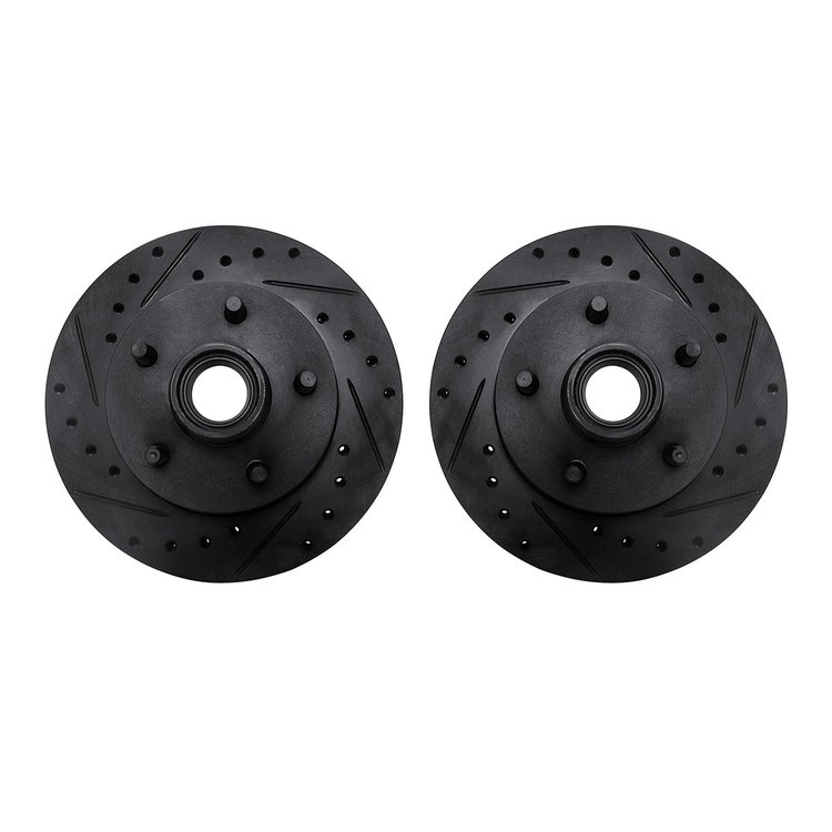 8002-54165 Drilled/Slotted Brake Rotors [Black], 1995-1997 Ford/Lincoln/Mercury/Mazda, Position: Front