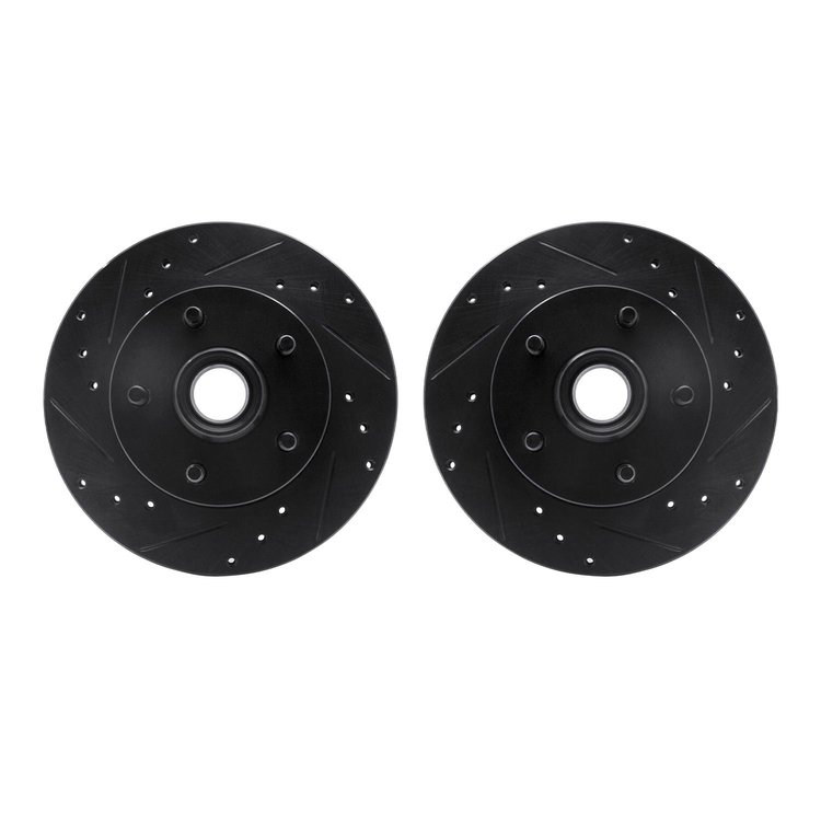 8002-54166 Drilled/Slotted Brake Rotors [Black], 1995-1997 Ford/Lincoln/Mercury/Mazda, Position: Front