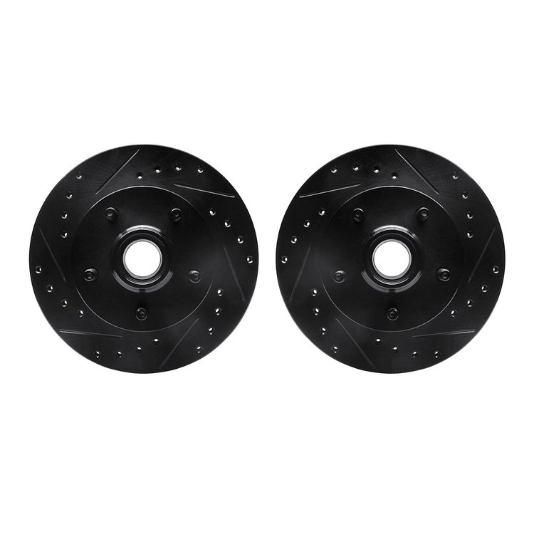 8002-54167 Drilled/Slotted Brake Rotors [Black], 1998-2002 Ford/Lincoln/Mercury/Mazda, Position: Front