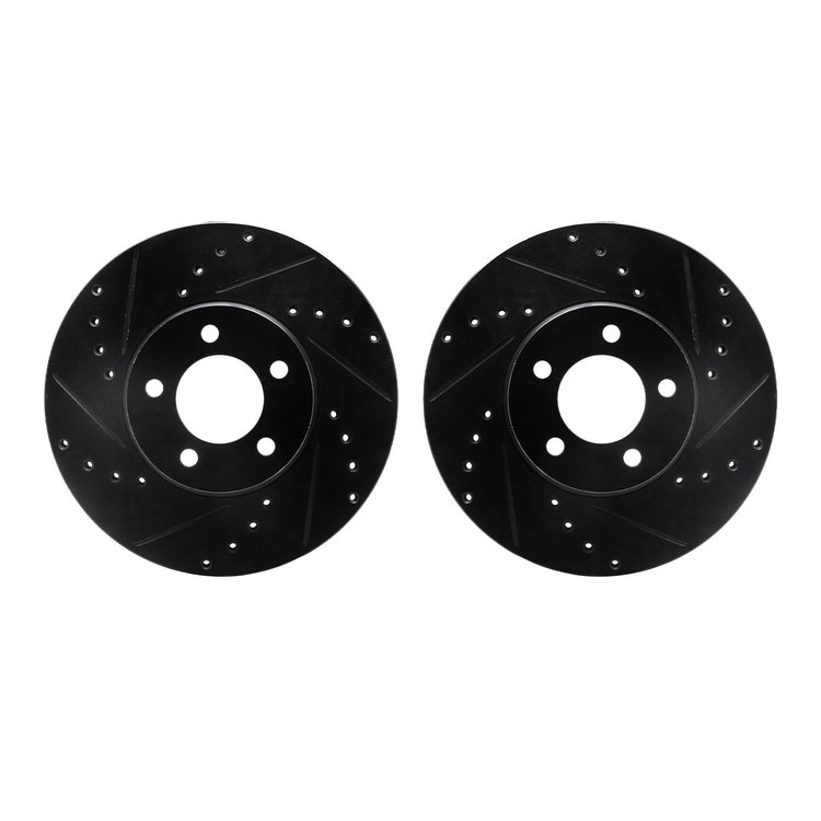 8002-54173 Drilled/Slotted Brake Rotors [Black], 1993-2007 Ford/Lincoln/Mercury/Mazda, Position: Front