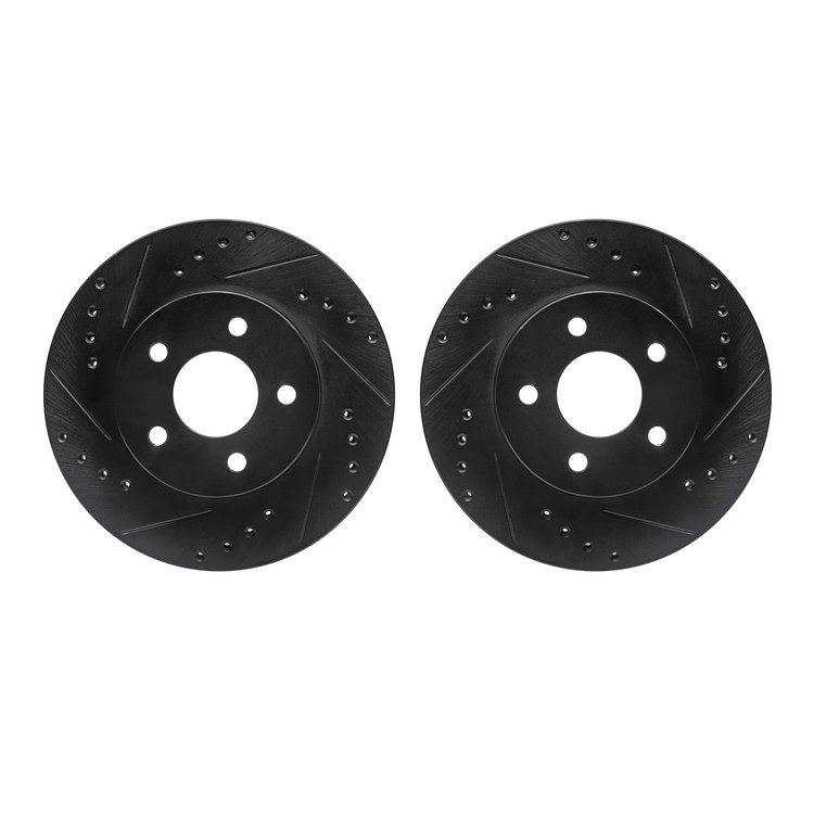 8002-54175 Drilled/Slotted Brake Rotors [Black], 1989-1990 Ford/Lincoln/Mercury/Mazda, Position: Front