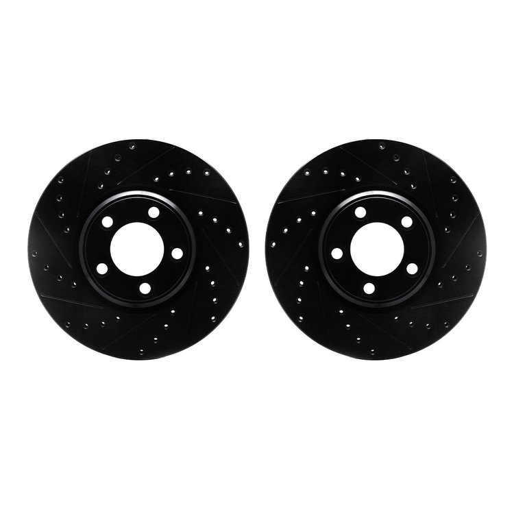 8002-54176 Drilled/Slotted Brake Rotors [Black], 2000-2006 Multiple Makes/Models, Position: Front