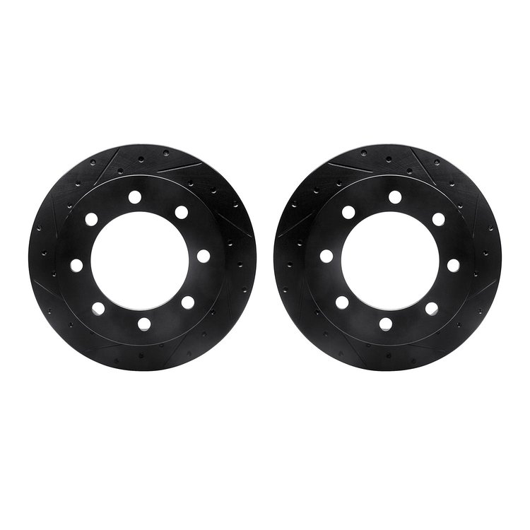 8002-54188 Drilled/Slotted Brake Rotors [Black], 1999-2007 Ford/Lincoln/Mercury/Mazda, Position: Rear