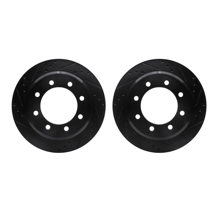8002-54189 Drilled/Slotted Brake Rotors [Black], Fits Select Ford/Lincoln/Mercury/Mazda, Position: Rear