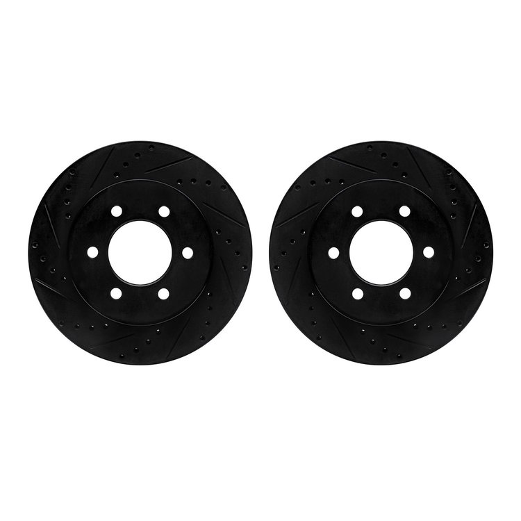 8002-54190 Drilled/Slotted Brake Rotors [Black], 1999-2007 Ford/Lincoln/Mercury/Mazda, Position: Rear