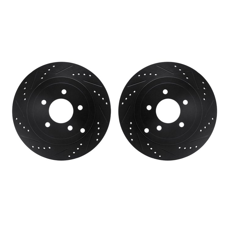 8002-54197 Drilled/Slotted Brake Rotors [Black], 2007-2010 Ford/Lincoln/Mercury/Mazda, Position: Rear