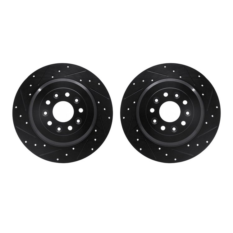 8002-54198 Drilled/Slotted Brake Rotors [Black], 2005-2019 Ford/Lincoln/Mercury/Mazda, Position: Rear