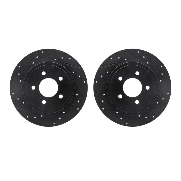 8002-54199 Drilled/Slotted Brake Rotors [Black], 2005-2008 Ford/Lincoln/Mercury/Mazda, Position: Rear