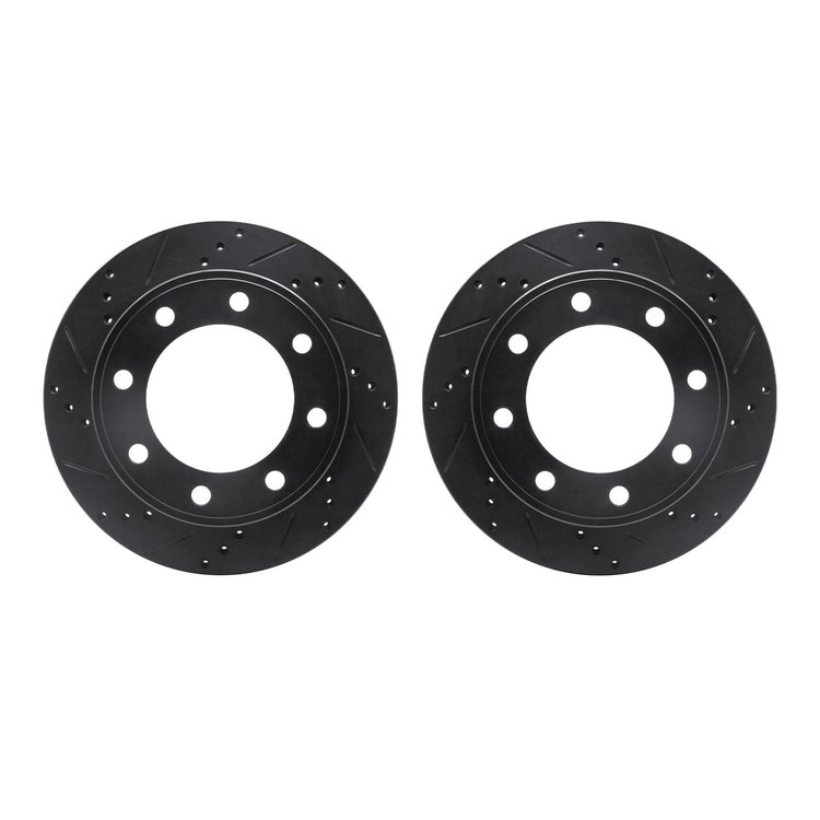8002-54203 Drilled/Slotted Brake Rotors [Black], 1999-2005 Ford/Lincoln/Mercury/Mazda, Position: Rear