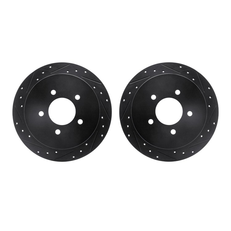 8002-54204 Drilled/Slotted Brake Rotors [Black], 1997-2004 Ford/Lincoln/Mercury/Mazda, Position: Rear