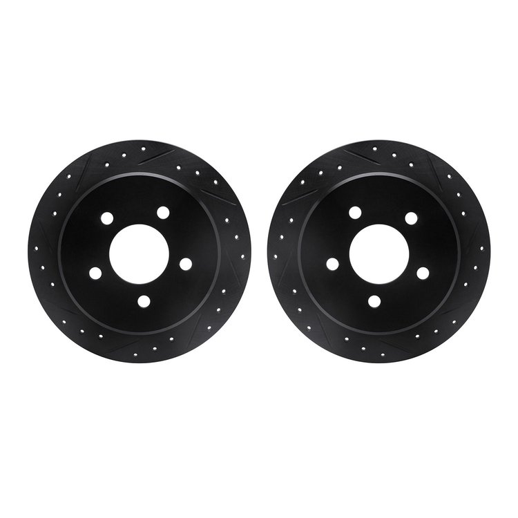 8002-54208 Drilled/Slotted Brake Rotors [Black], 1995-2002 Ford/Lincoln/Mercury/Mazda, Position: Rear