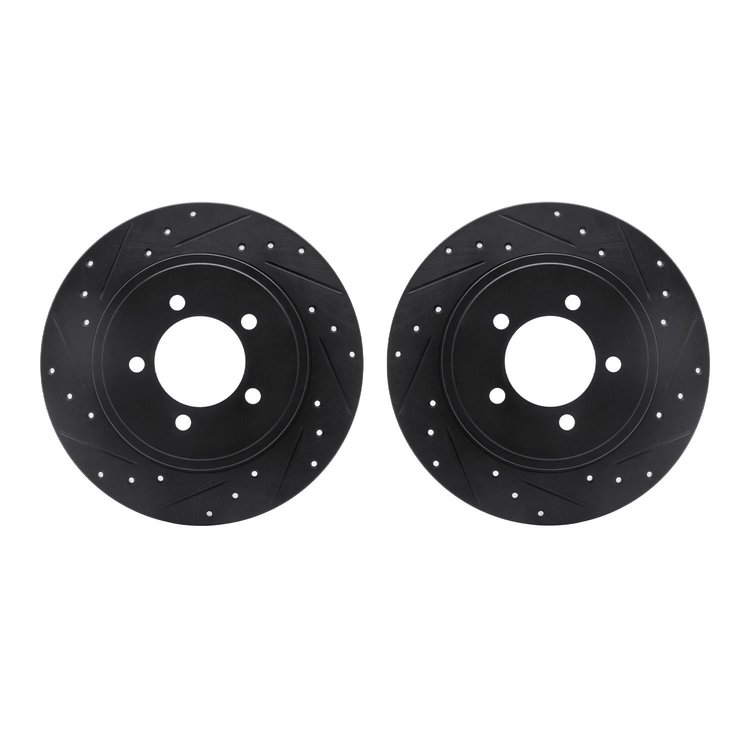 8002-54209 Drilled/Slotted Brake Rotors [Black], 2002-2010 Ford/Lincoln/Mercury/Mazda, Position: Rear