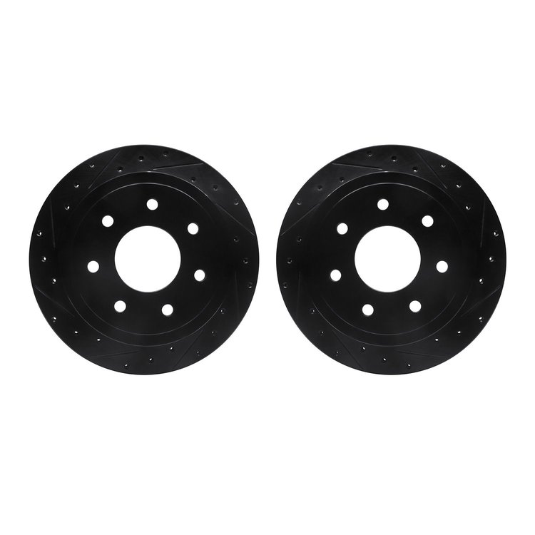 8002-54216 Drilled/Slotted Brake Rotors [Black], 2004-2011 Ford/Lincoln/Mercury/Mazda, Position: Rear