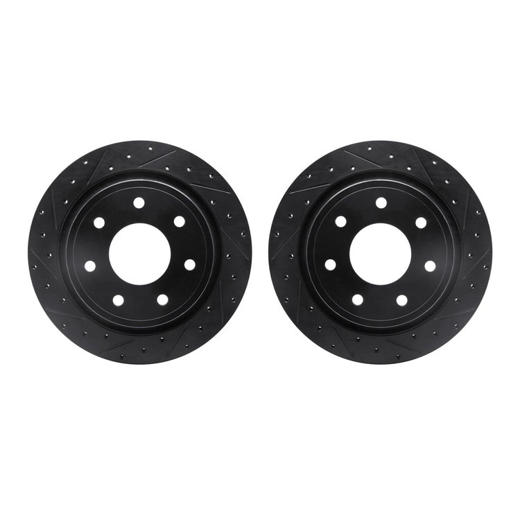 8002-54218 Drilled/Slotted Brake Rotors [Black], 2012-2014 Ford/Lincoln/Mercury/Mazda, Position: Rear