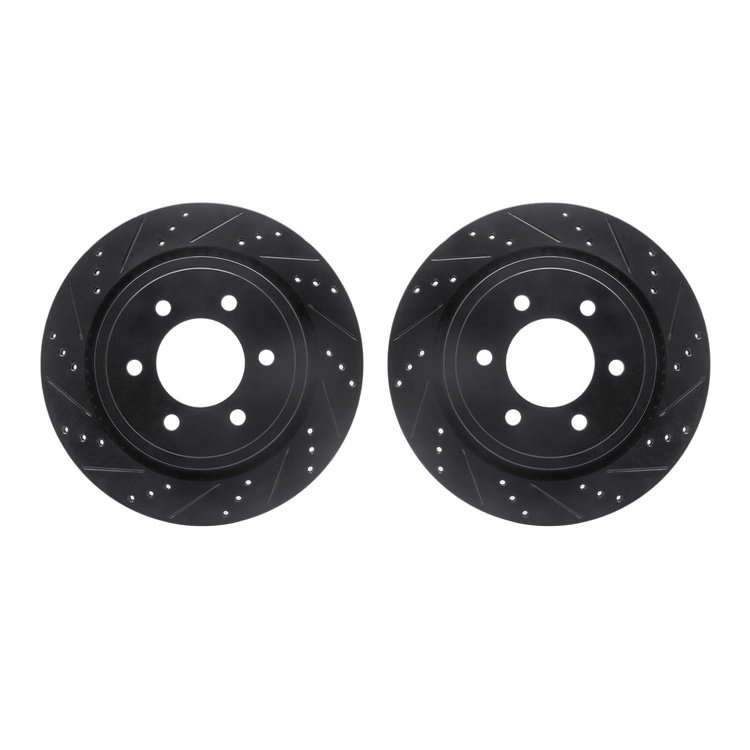 8002-54219 Drilled/Slotted Brake Rotors [Black], 2015-2017 Ford/Lincoln/Mercury/Mazda, Position: Rear