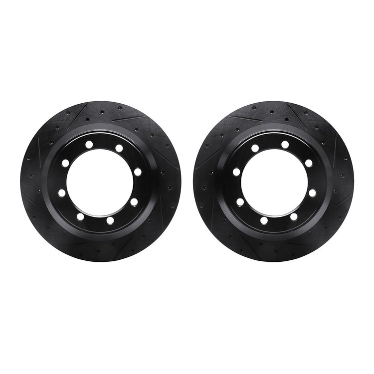 8002-54222 Drilled/Slotted Brake Rotors [Black], 1999-2004 Ford/Lincoln/Mercury/Mazda, Position: Rear