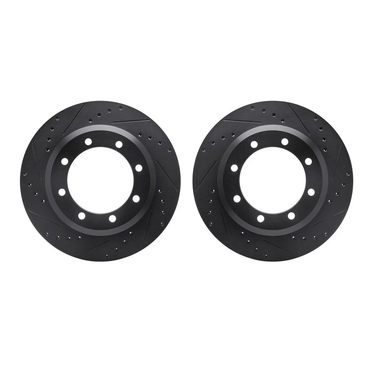 8002-54223 Drilled/Slotted Brake Rotors [Black], 2005-2012 Ford/Lincoln/Mercury/Mazda, Position: Rear