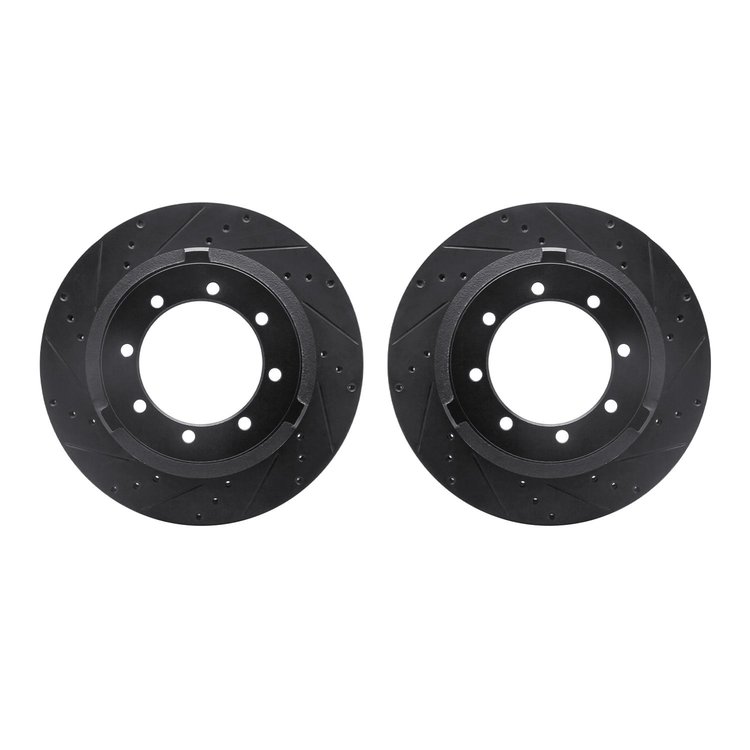 8002-54226 Drilled/Slotted Brake Rotors [Black], Fits Select Multiple Makes/Models, Position: Rear, Front