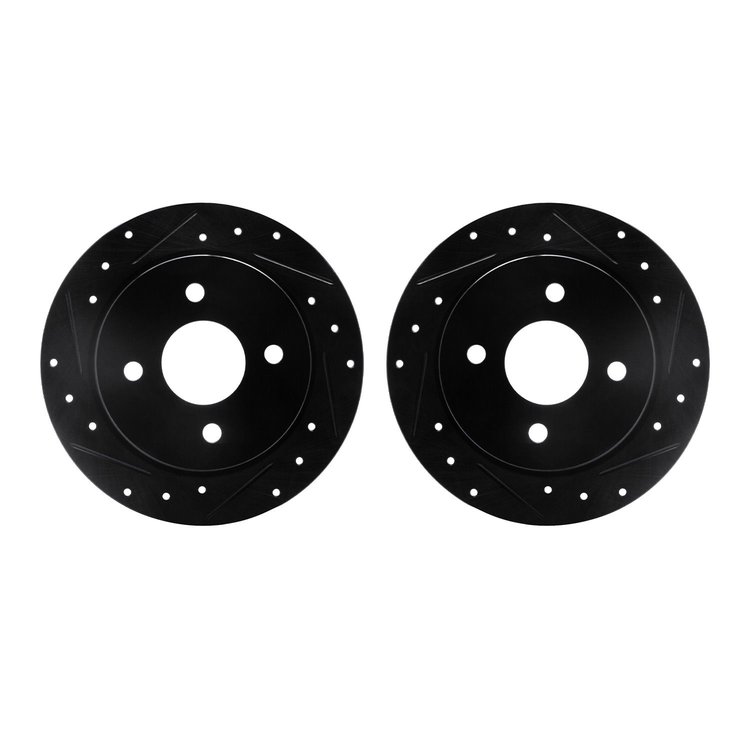 8002-54227 Drilled/Slotted Brake Rotors [Black], 2001-2019 Ford/Lincoln/Mercury/Mazda, Position: Rear