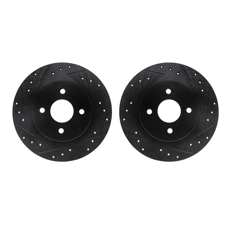 8002-54228 Drilled/Slotted Brake Rotors [Black], 2002-2004 Ford/Lincoln/Mercury/Mazda, Position: Rear