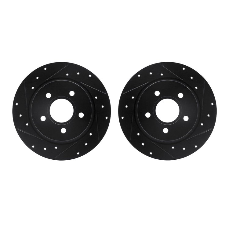 8002-54229 Drilled/Slotted Brake Rotors [Black], 2012-2018 Ford/Lincoln/Mercury/Mazda, Position: Rear