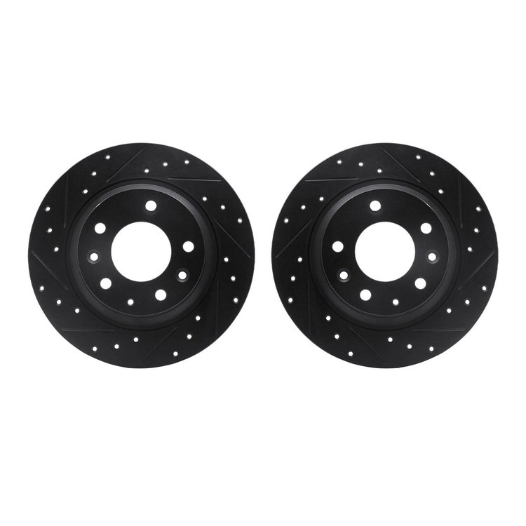 8002-54232 Drilled/Slotted Brake Rotors [Black], 1998-2015 Ford/Lincoln/Mercury/Mazda, Position: Rear