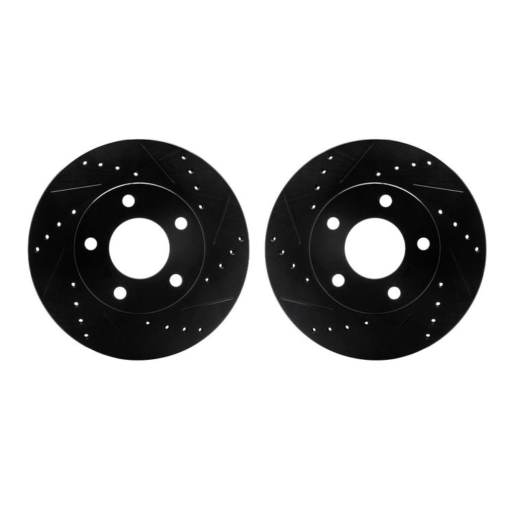 8002-54234 Drilled/Slotted Brake Rotors [Black], 1975-1980 Ford/Lincoln/Mercury/Mazda, Position: Rear