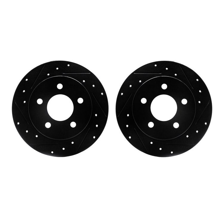 8002-54238 Drilled/Slotted Brake Rotors [Black], 1994-2004 Ford/Lincoln/Mercury/Mazda, Position: Rear