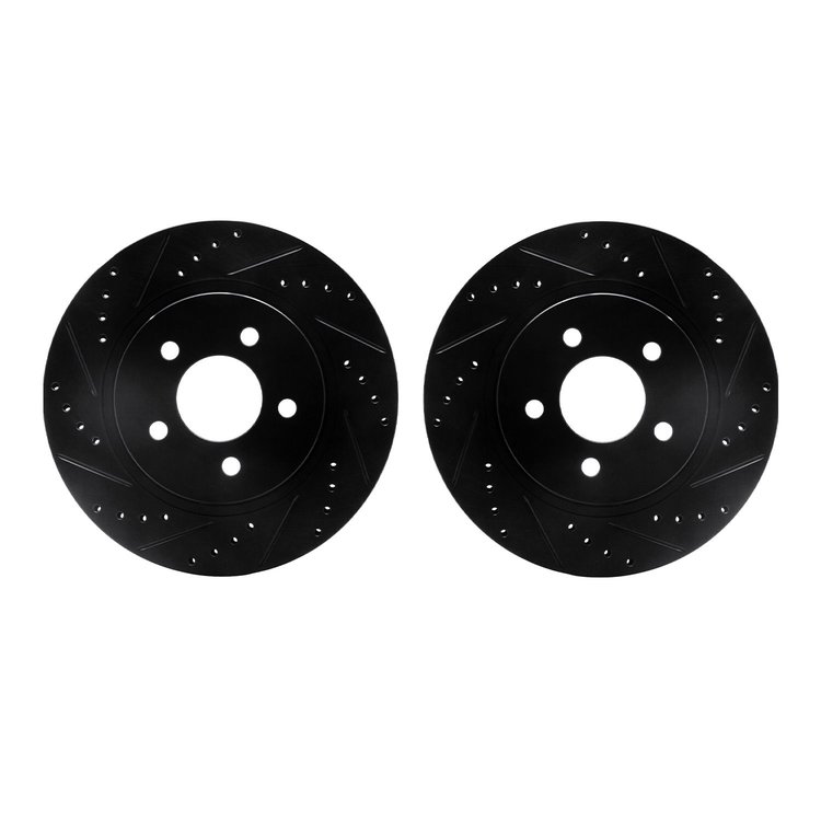 8002-54240 Drilled/Slotted Brake Rotors [Black], 2005-2014 Ford/Lincoln/Mercury/Mazda, Position: Rear