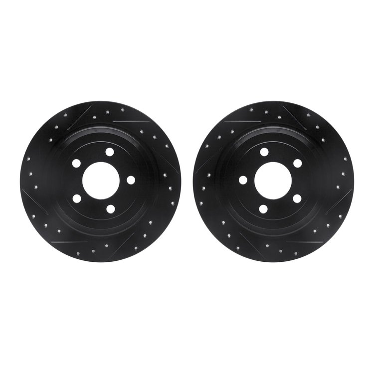 8002-54242 Drilled/Slotted Brake Rotors [Black], Fits Select Ford/Lincoln/Mercury/Mazda, Position: Rear