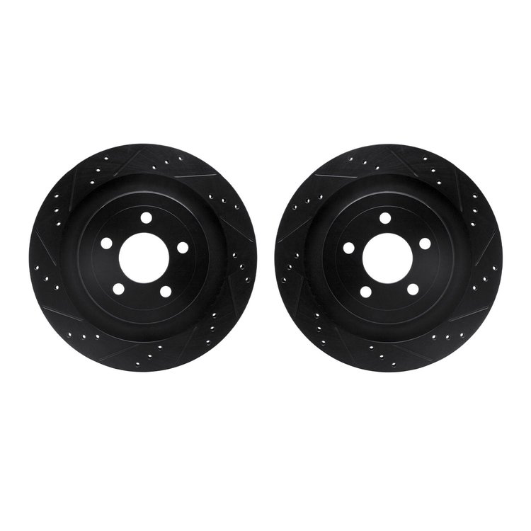 8002-54243 Drilled/Slotted Brake Rotors [Black], Fits Select Ford/Lincoln/Mercury/Mazda, Position: Rear
