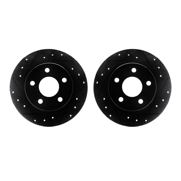 8002-54247 Drilled/Slotted Brake Rotors [Black], 1993-2005 Ford/Lincoln/Mercury/Mazda, Position: Rear