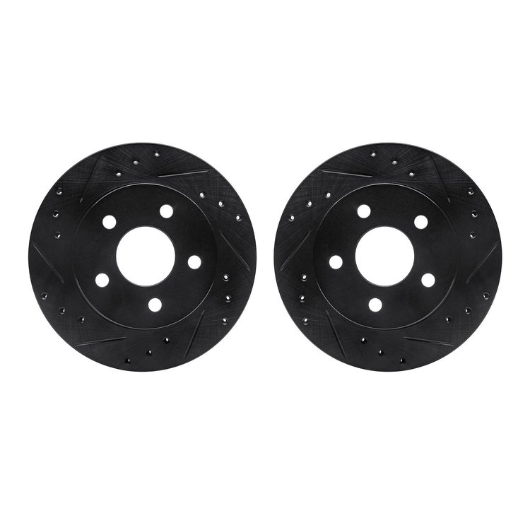 8002-54248 Drilled/Slotted Brake Rotors [Black], 1993-1998 Ford/Lincoln/Mercury/Mazda, Position: Rear