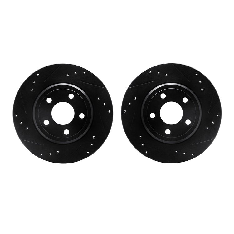 8002-54249 Drilled/Slotted Brake Rotors [Black], 2000-2006 Multiple Makes/Models, Position: Rear