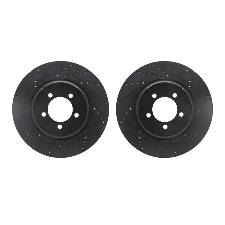 8002-55001 Drilled/Slotted Brake Rotors [Black], 2003-2005 Ford/Lincoln/Mercury/Mazda, Position: Front
