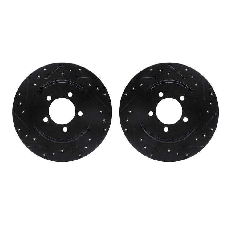 8002-55006 Drilled/Slotted Brake Rotors [Black], 2003-2005 Ford/Lincoln/Mercury/Mazda, Position: Rear